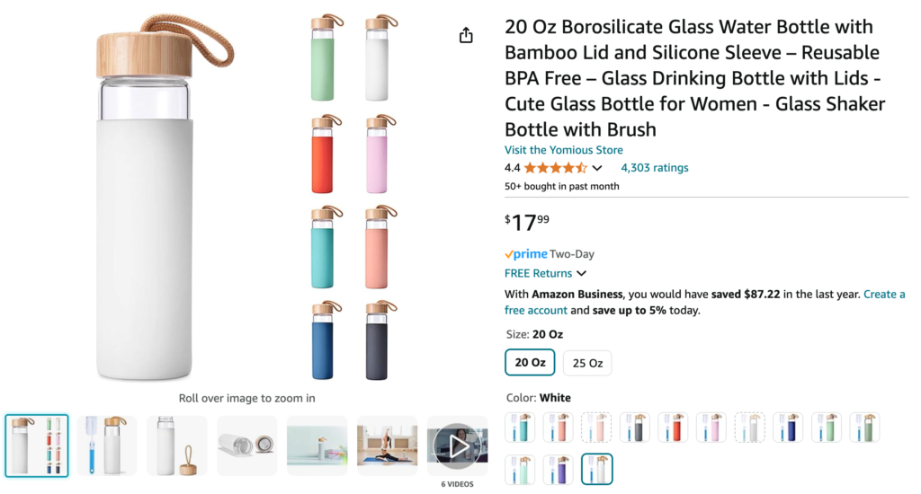 glass water bottle